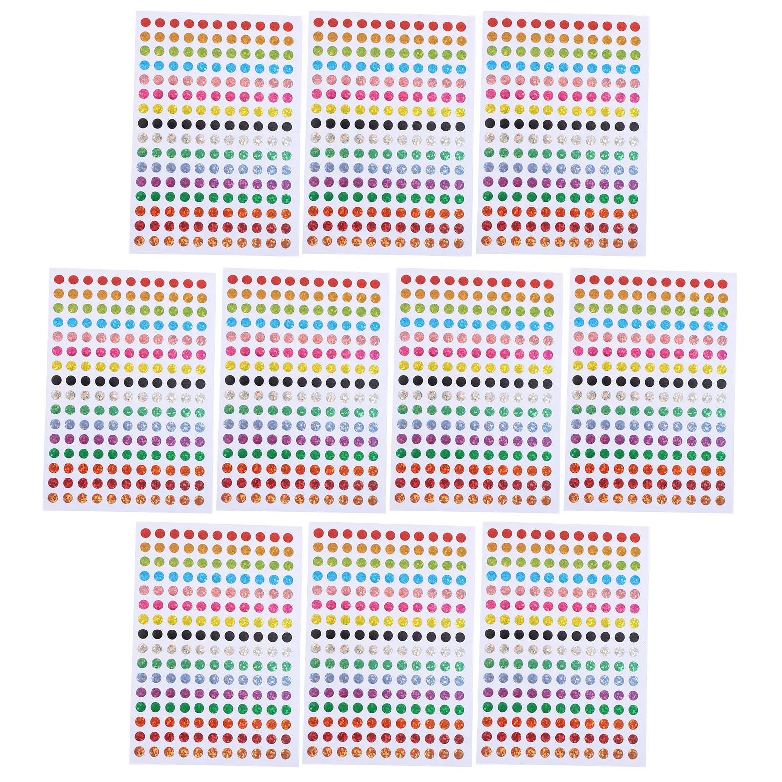 

100 Sheets Laser Color Coding Labels Round Dot Stickers 6Mm Shiny Sparkle Circle Labels for Planners Classroom DIY Envelope