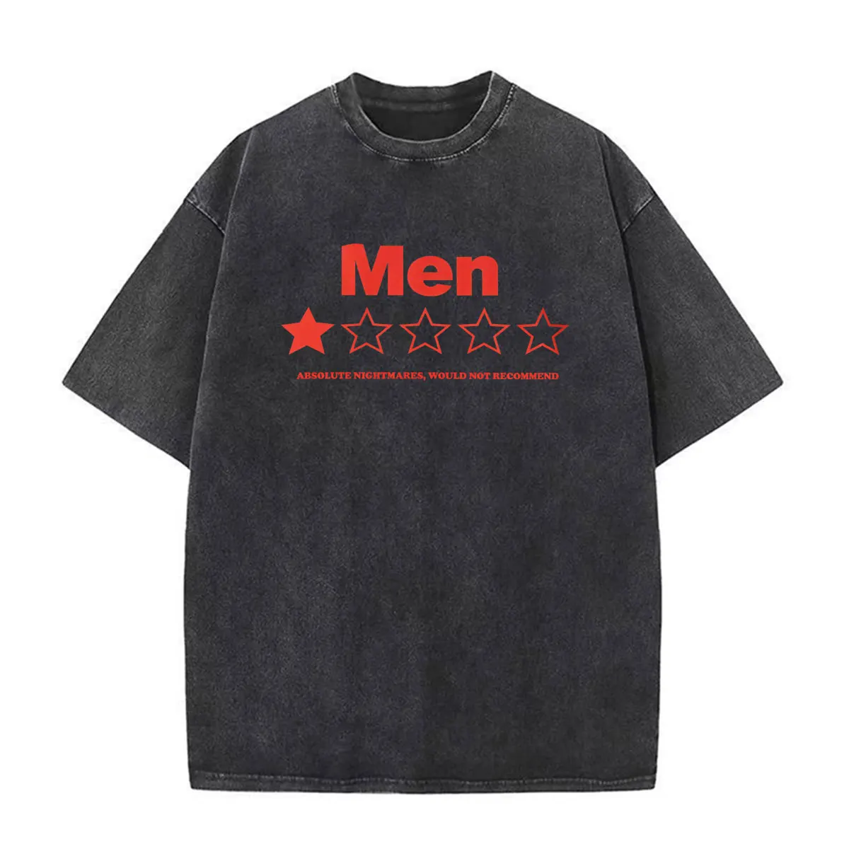 Men One Star Review Absolute Nightmares Would Not Recommend T Shirts Men Women Harajuku Retro Washed Casual Short Sleeve T-Shirt