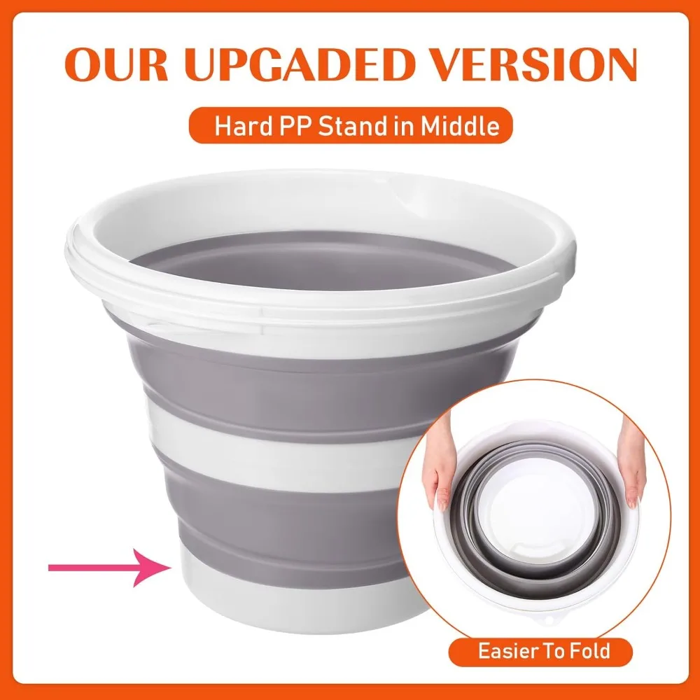 4er-Pack zusammenklappbare Herbst-Camping-Eimer, kleine 2,6 Gallonen-Reinigungseimer mit Griffen für den Haushalt, im Freien und im Auto