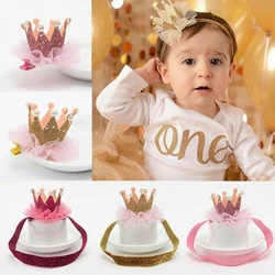 Bandeau de cheveux de couronne de fleur de bébé, jolie pince à cheveux scintillante, dentelle élastique brillante, bande de sauna de perle, décor de fête d'anniversaire d'enfants, 1PC