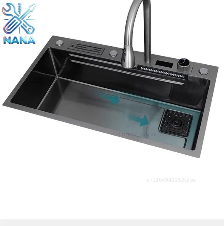 Nano Coated 304 Stainless Steel Large Single Kitchen Sink Cross Border Home Use Vegetable Washing Bowl Dish Washing Sink for Kit