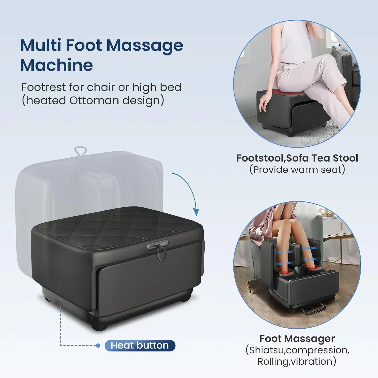 2 in 1 FSA Foot Massager Machine, HSA Shiatsu Foot and Calf Massager with Heat,Kneading,Vibration,Compression Massagers