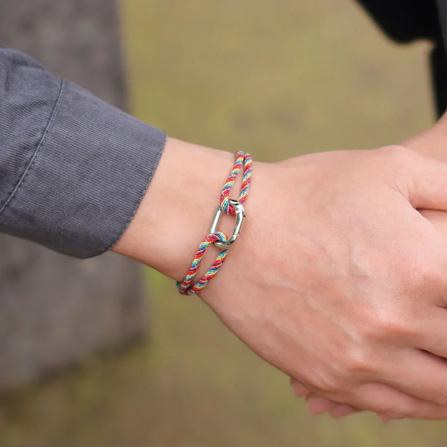 Multicolor Grade A Rope Bracelet Men Women Silvery Buckle Handmade Braided Adjustable Luck Cord Braclet Annniversary Gift Joias