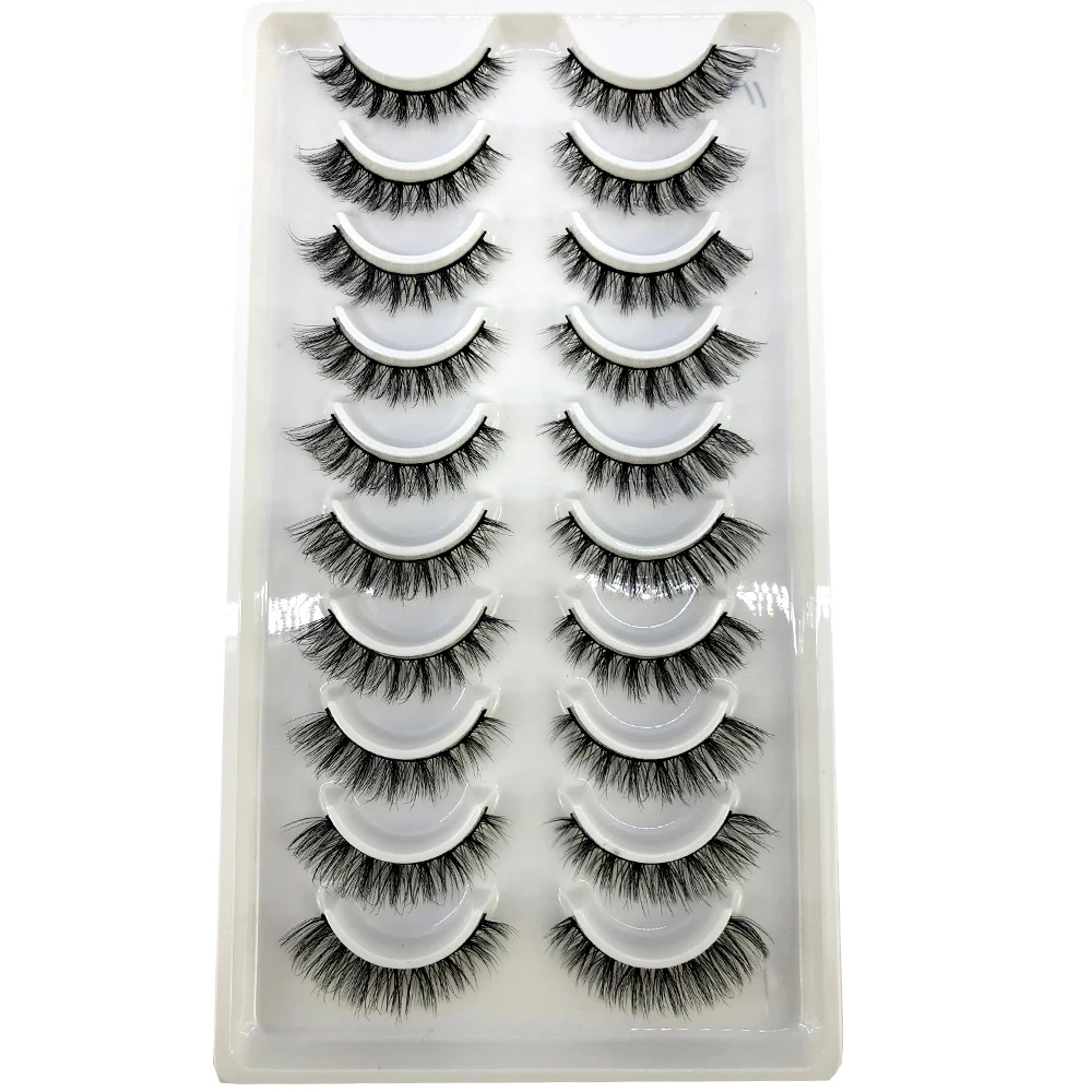 AMSDCN Künstliche Kurze Nerz-Wimpern, Natürlich Dramatische Falsche Wimpern, 10 Paar 3D-Wimpern für Make-up – Detail 2