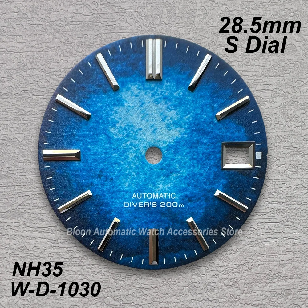 หน้าปัดนาฬิกาดำน้ำลายโลโก้ S ขนาด 28.5 มม. เหมาะสำหรับกลไก NH35/NH36/4R/7S ผลิตด้วยเทคโนโลยีการพิมพ์ 3 มิติ พร้อมปฏิทินสีสันสดใส อุปกรณ์ตกแต่งนาฬิกา
