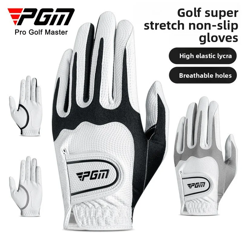 

PGM Golf Gloves Men's PU Gloves Wear-resistant Non-slip Elastic Breathable Comfortable Velcro Sports Gloves