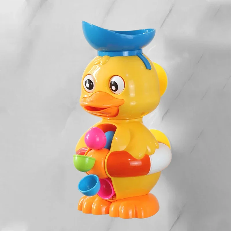 Duck Bathtub Toys for Toddlers 1-4 Years Old with Rotating Water Wheels/Eyes | Bathroom Power Suction Water Spoon Fun Bath Toys