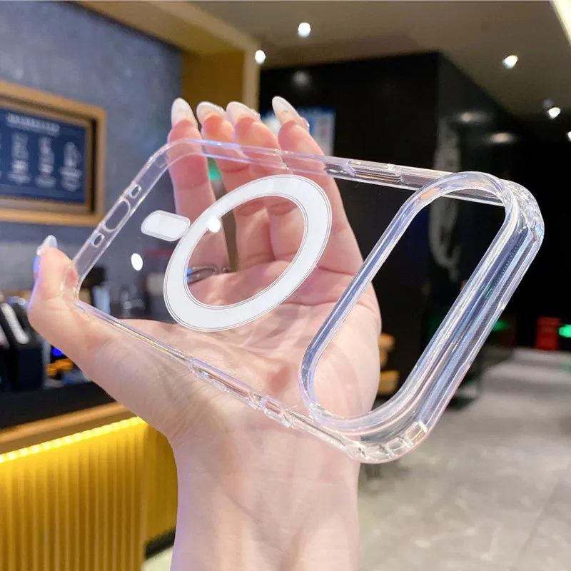 Funda original transparente para Magsafe para Apple iPhone 17 Air 16 16E 15 14 13 12 Mini 11 Pro Max Plus Cubierta magnética de carga inalámbrica 3