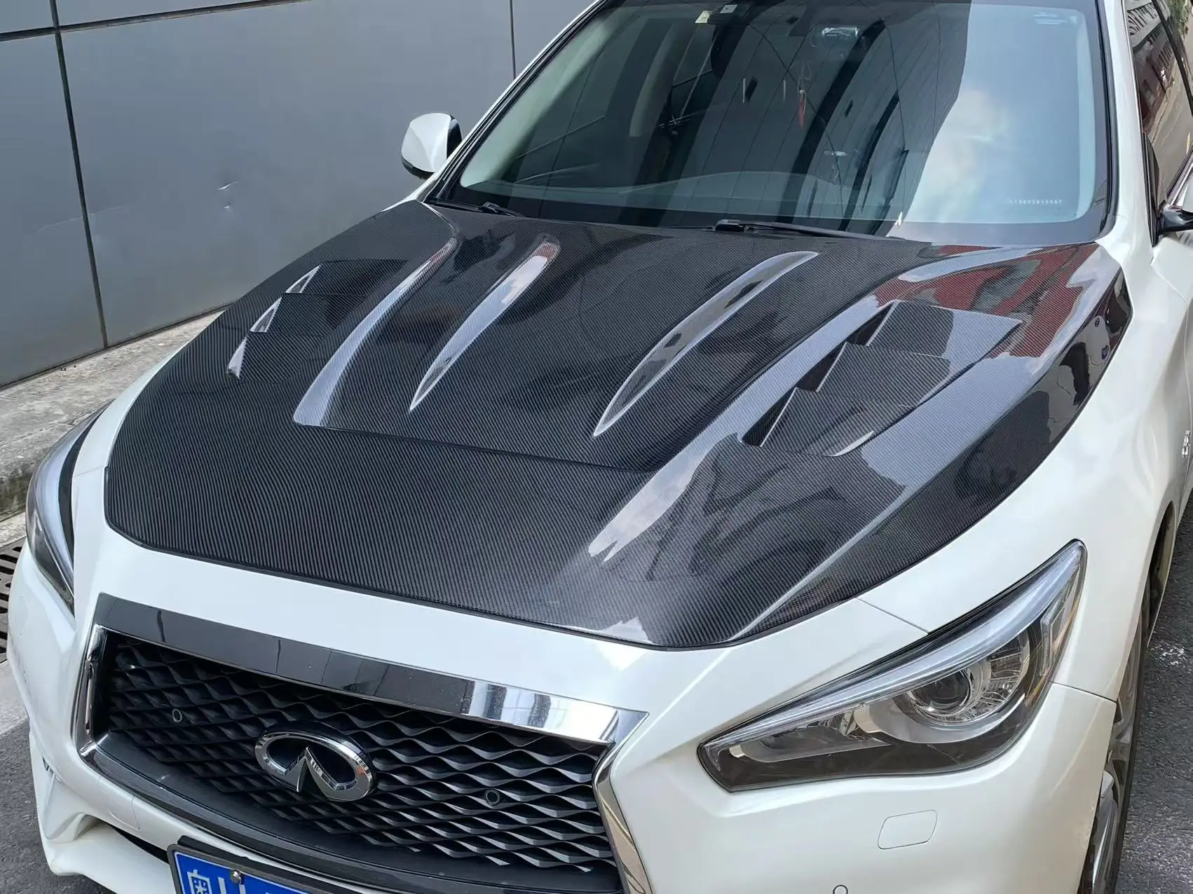 

For Infiniti Q50 V37 H1 Type Vented Hood Custom Exterior Tuning Mod Accessory