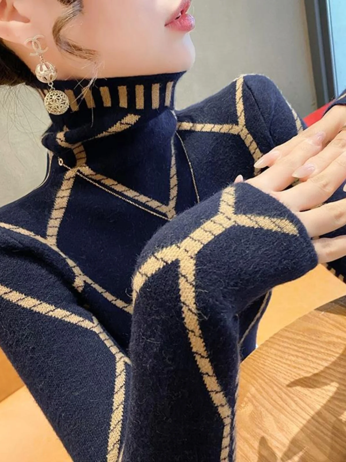 

Faionable High Ne трикотаж Base irt женская внутренняя одежда для похудения осень-зима сли женский свитер повседневный длинный све