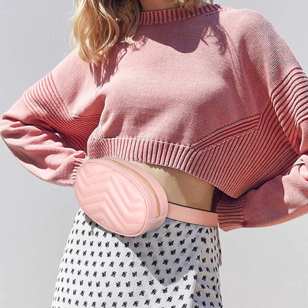 

New Women's Oval Waist Bag Leather Crossbody Bag Velvet Mobile Phone Bag High Quality Fashion Lady Bag Solid Color PU Casual Bag