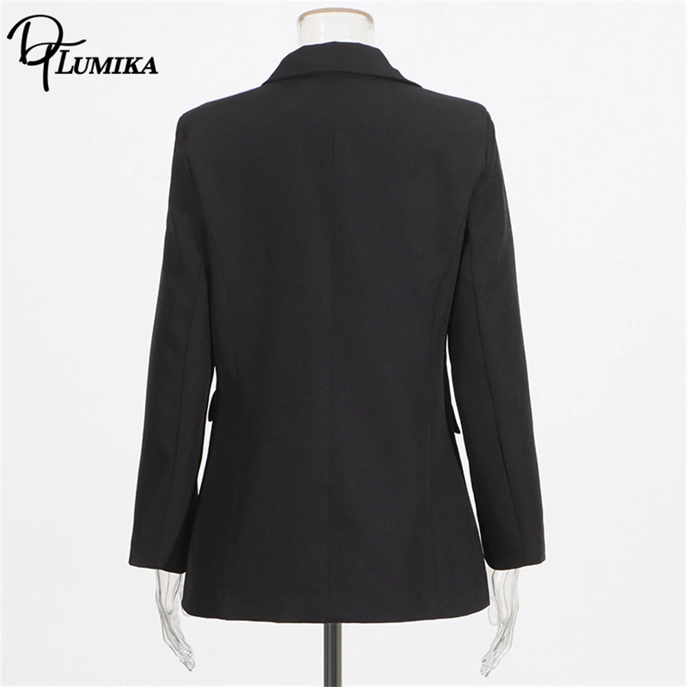 سترة بدلة صغيرة مطرزة بالزهور من DTLumika للنساء، سترة بدلة سوداء ضيقة، بدلات رسمية لحفلات العشاء #5