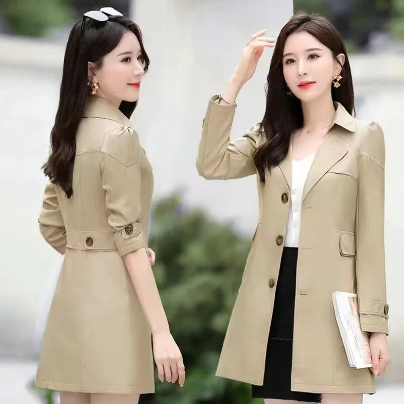 

2024 New Fashion Spring Autumn Trench Coat Women korean Single-Breasted Slim All-match Windbreaker Female Outerwear Overcoat