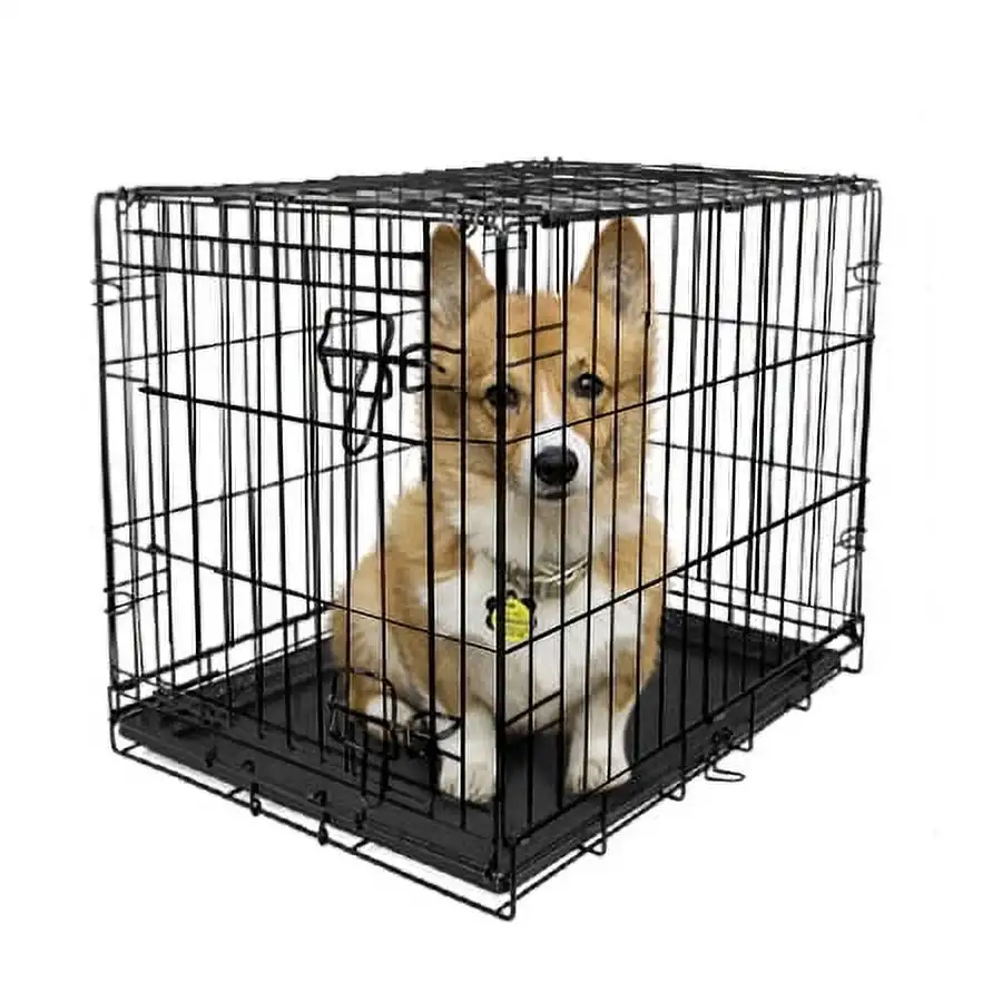 

Single Door Folding Dog Crate with Divider Medium 30" Strong and Durable Heavy Gauge Steel Frame Easy To Assemble