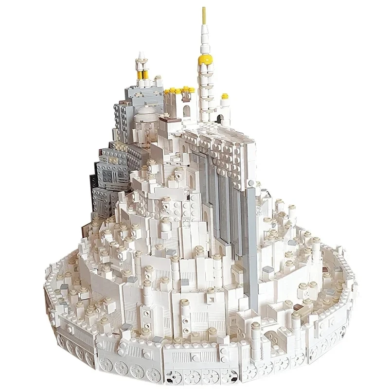 MOC Classic Movies Lords the Ringsed White Castle Minas Tirith Building Blocks Architecture MOC-149803 House Bricks Toy Gift