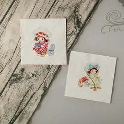 Cute Rural Girls Printed Painting Hand Dyed Cotton Fabric For Sewing DIY Patchwork Hand Embroidery Quilt Bag