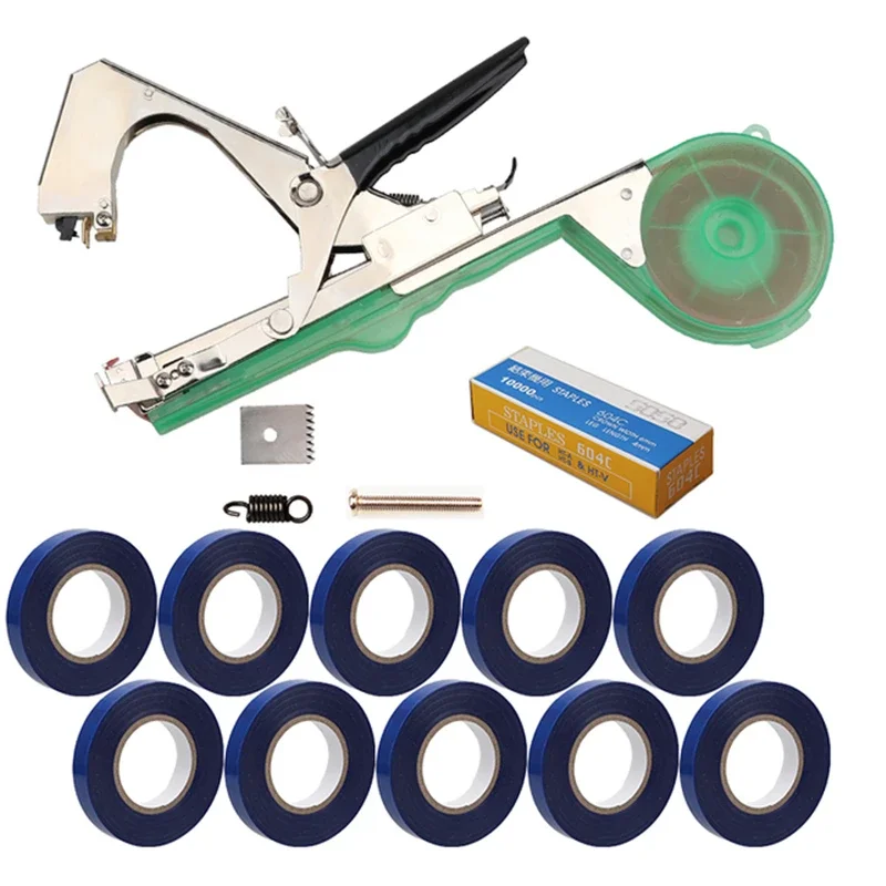 Tying Machine Plant Garden Plant Tapetool Tapener Rolls Tape Set for Vegetable Grape Tomato Cucumber Pepper Flower Garden Tools