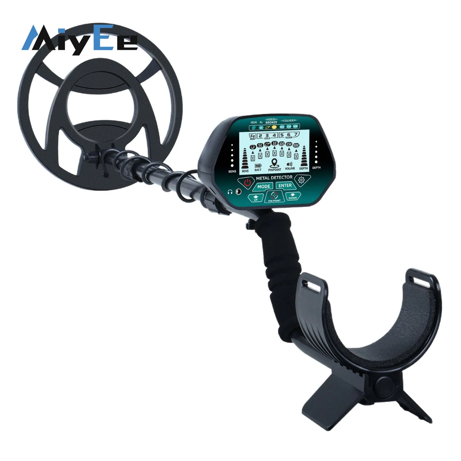 Underground Metal Detector Outdoor Handheld Gold Finder with 10-inch IP68 Waterproof Search Coil