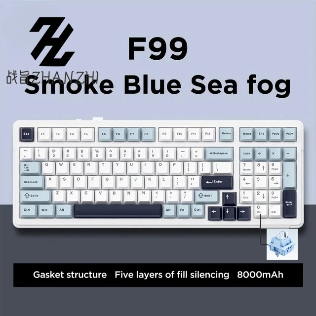 Good Aula F99 Gaming Mechanical Keyboard Three Mode 2.4g Wireless Bluetooth Wired Hot Swap PBT Gasket RGB For PC Laptop Gamer