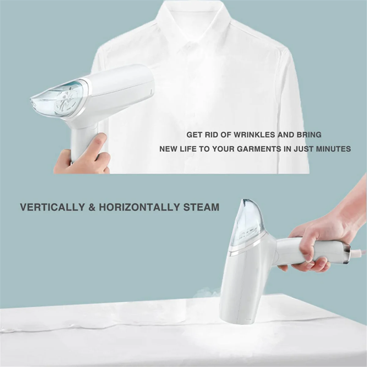 مكواة بخار محمولة للملابس، مكواة بخار قابلة للطي، سريعة، مزيل تجاعيد القماش بقوة 1000 وات، قابس الاتحاد الأوروبي