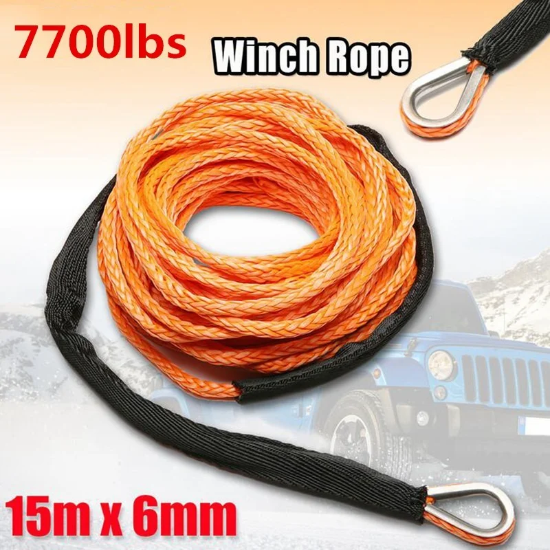 Upgrade 1/4 ''X50 Truck Boot Emergency Vervanging Auto Accessoires Synthetische Winch Touw Kabel Atv Utv 7700lbs 12 Strand String