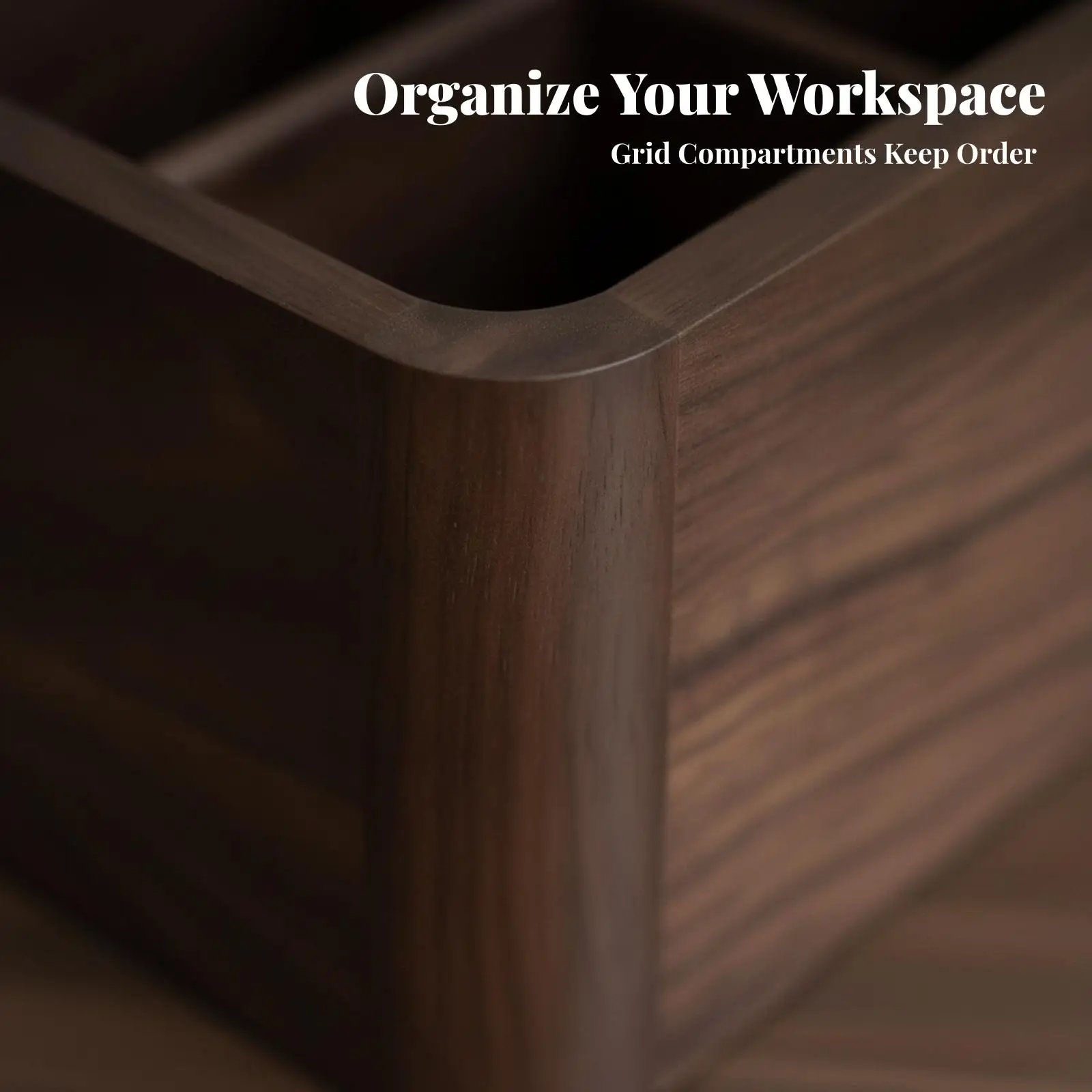 Wooden Organizer Box with Compartments Open-Top Wooden Storage Box with Dividers Desktop Organizer with Compartments Solid Wood