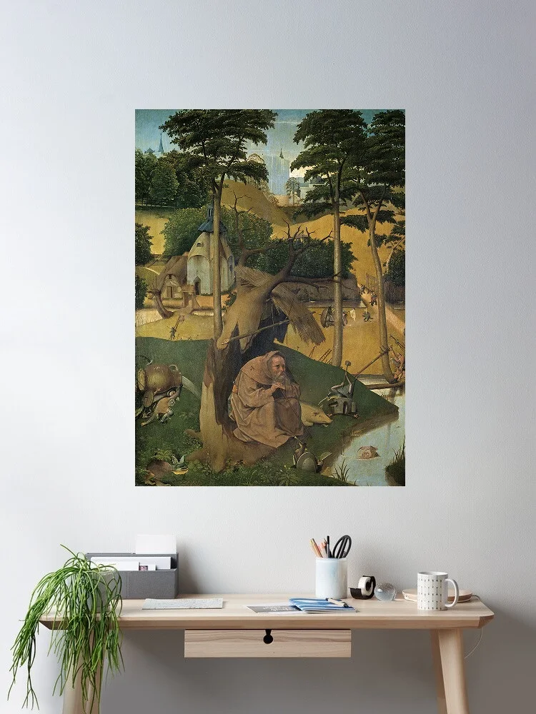 The Temptation of St Anthony (Bosch), Print Art Canvas Poster,Living Room , Home Wall Decor Picture