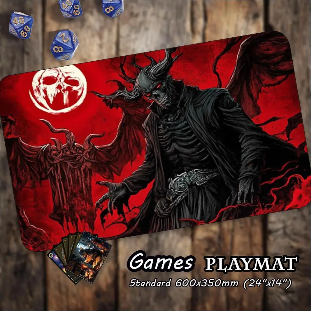 Gothic Hell Demon Skull Art Non‑Slip Rubber Game Playmat Smooth Table Mat For Tabletop Card Game Desktop Gaming Daily Use