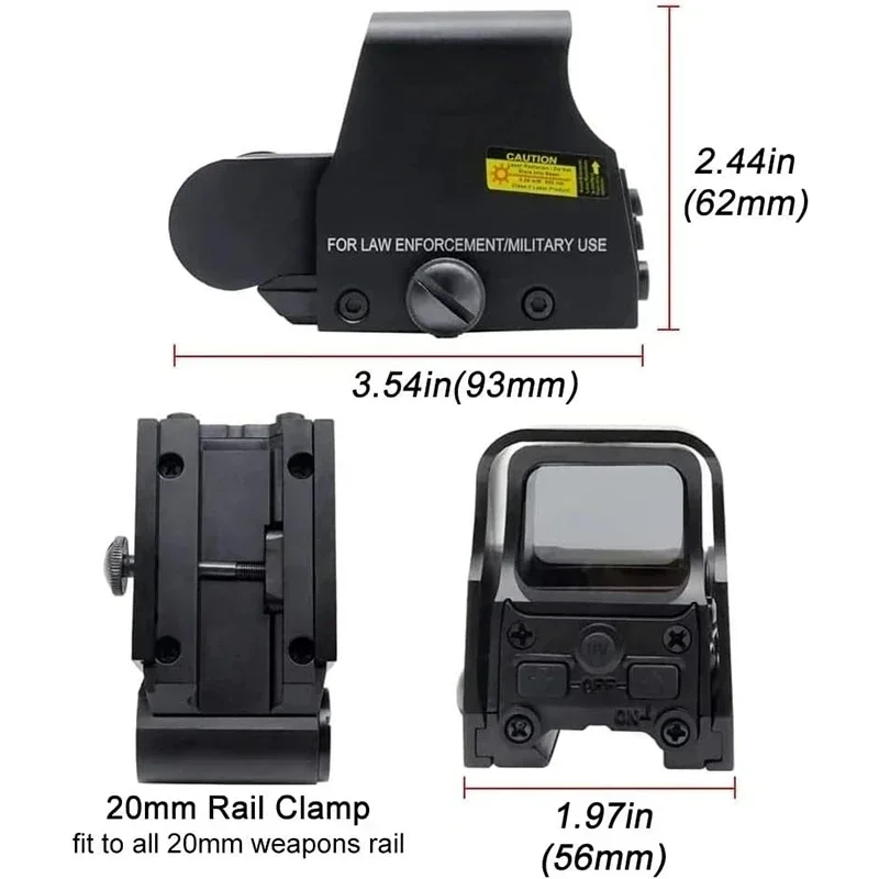 Tactical Red Dot Sight para Hunting Rifle, Óptico, Reflexão Airsoft, Holograma Sight, Scopes Fit, 20mm Weaver Rail, 558, 553, 551