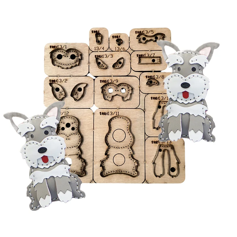 

Форма для вырезания подвески-брелока в виде собаки породы Сноуи Ретривер, инструменты для резки кожи, деревянные формы для вырезания из японской стали, ножи.