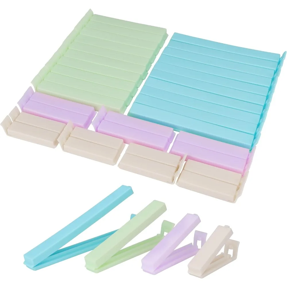 

34 plastic chip holders for food storage - reusable sealing clips, available in 4 different sizes