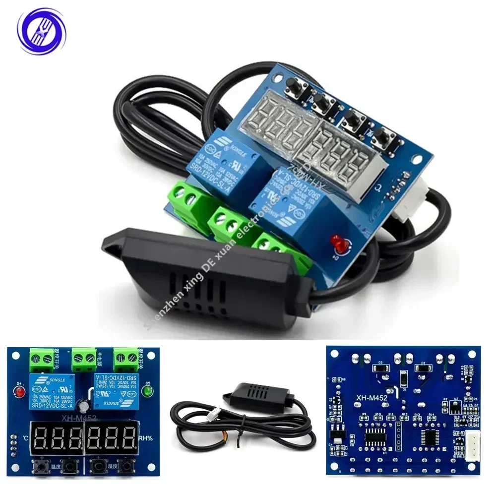 XH-M452 DC 12 В светодиодный цифровой термостат контроль температуры и влажности термометр гигрометр контроллер релейный модуль AM2301 зонд