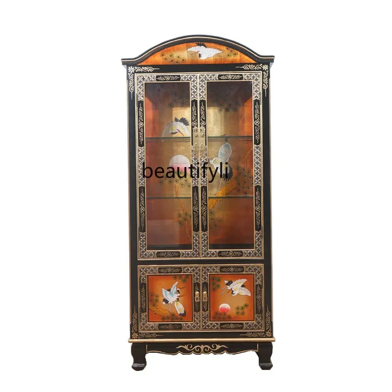 

zq1zq1New Chinese solid wood wine cabinet entrance living room painted European storage cabinet light luxury wine cabinet