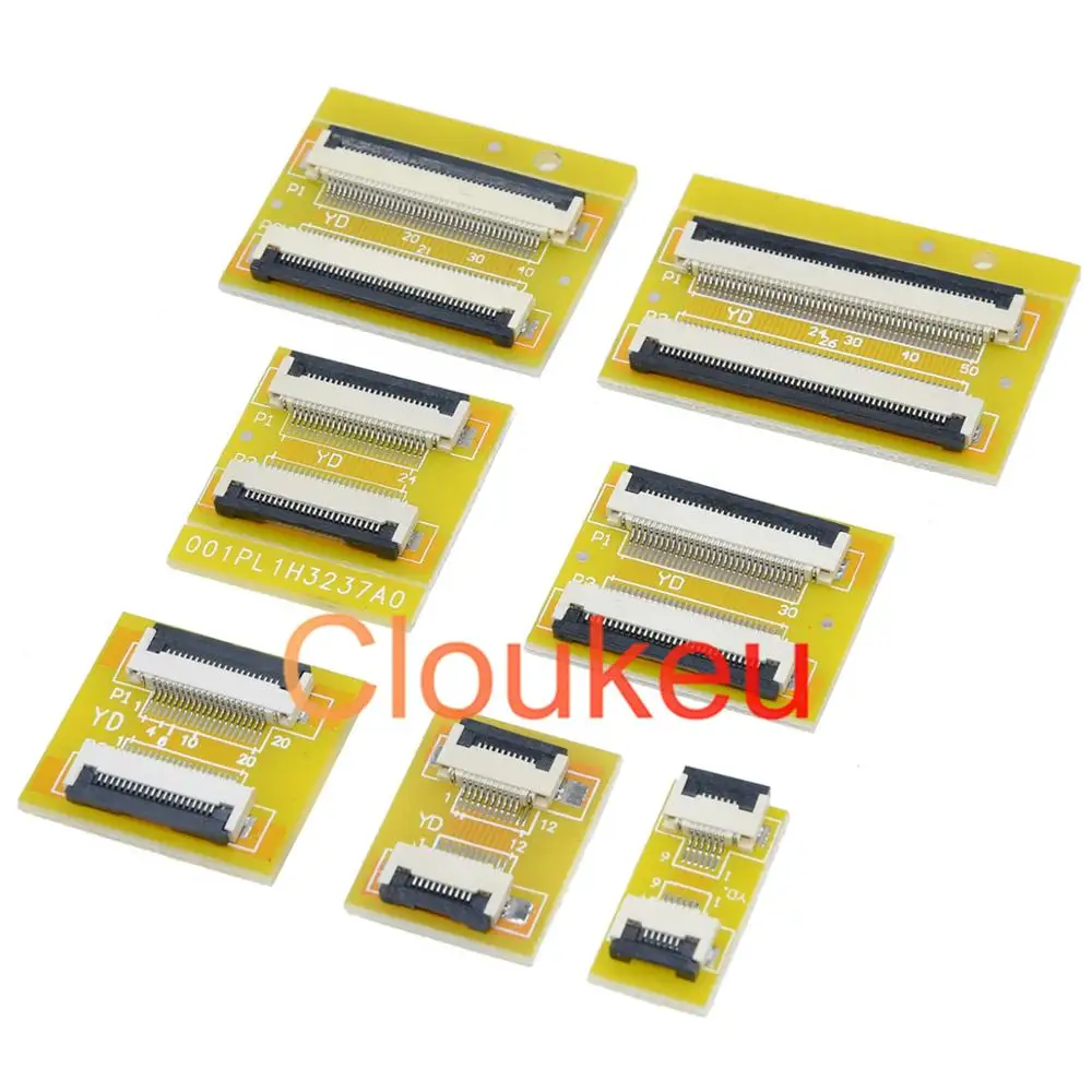 FFC FPC 0.5mm 1.0mm Flexible Flat Cable Lengthen Extension Board Adapter Board 4P 5P 6P 8P 10P 12P 16P 20P 24P 30P 40P 50P 60P