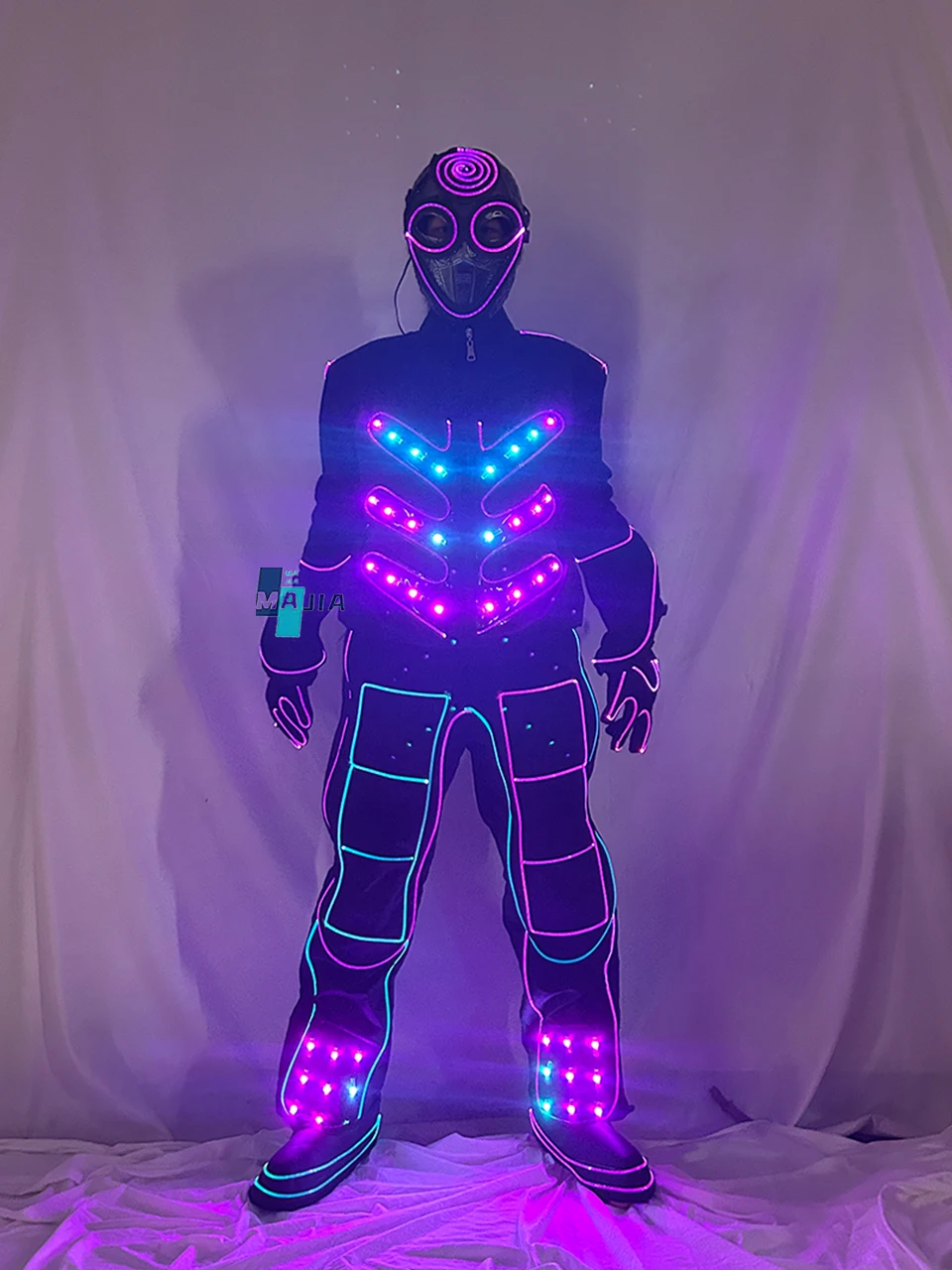 Jaqueta de fibra óptica brilhante para Natal, festa rave, boate, cosplay, fantasia futurista iluminada para homens