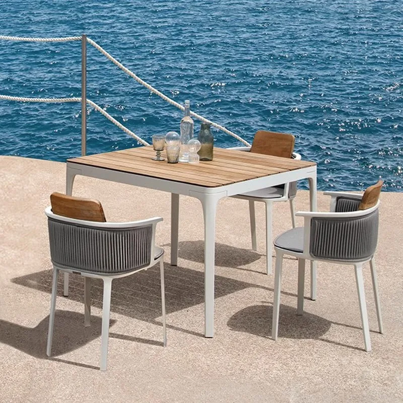 新しいアルミニウム合金の屋外テーブルと椅子、ステンレス鋼のバーテーブルチェア、丸テーブル、バルコニーレジャー、高級