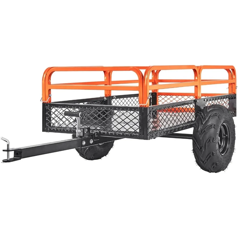 

Heavy Duty Steel ATV Dump Trailer, 1500-Pound Load Capacity 15 Cubic Feet, Tow Behind Dump Cart Garden Trailer, with Removable S