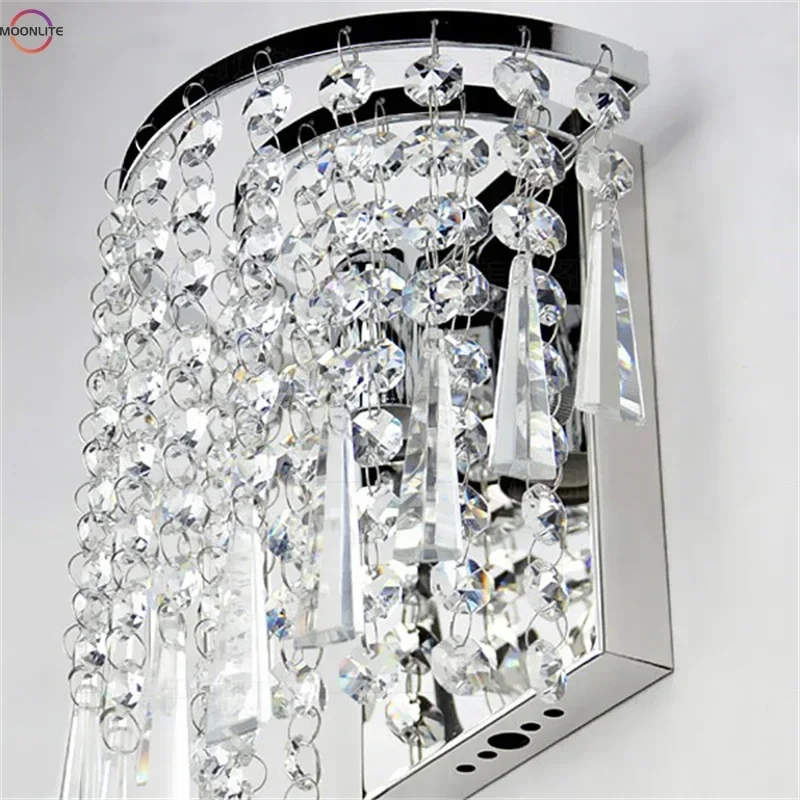 Bedside Crystal Wall Lamp Modern Minimalist Bedroom Single Head Bedside Crystal Wall Lamp / 110V 220V Aisle Wall Lamp
