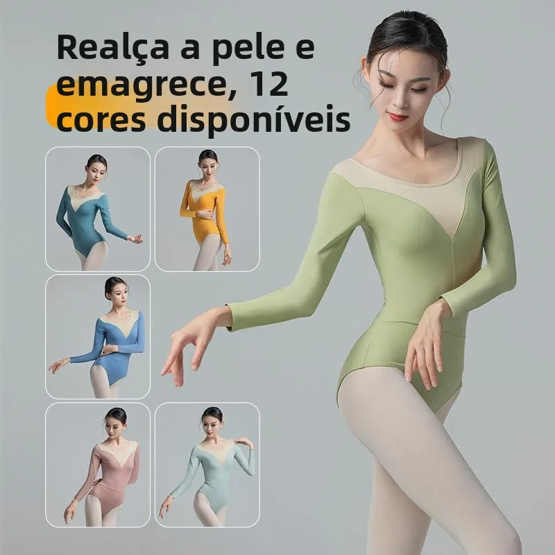 ballet-dance-unit-suit-long-sleeve-v-neck-adult-art-exam-dance-gymnastics-uniform-body-shape-fitness-practice-costume