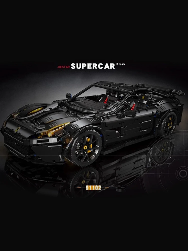 Klemmbausteine 3097PCS Technik Auto Luxus Auto Bausteine Set, MOC Speed Black Supercar Sport Fahrzeug Modell Kit Spielzeug Jungen Erwachsene Geschenk