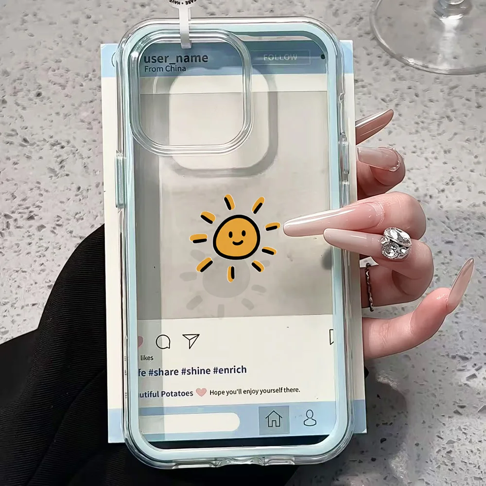 Minimalistische Sonnen-Handyhülle für Samsung Galaxy S26 Ultra S25 S24 Plus S22 S23 Plus FE A57 A54 A55 A16 A35 A36 A37 5G Transparente Hülle – Detail 3