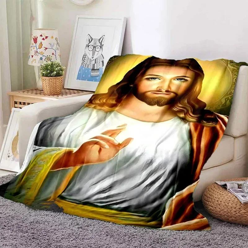 Jesus Faith Theme Flannel Throw Blanket Pretty Kids Warm Blanket Soft Comfortable Home Travel Blanket Birthday Gift Kids Adults