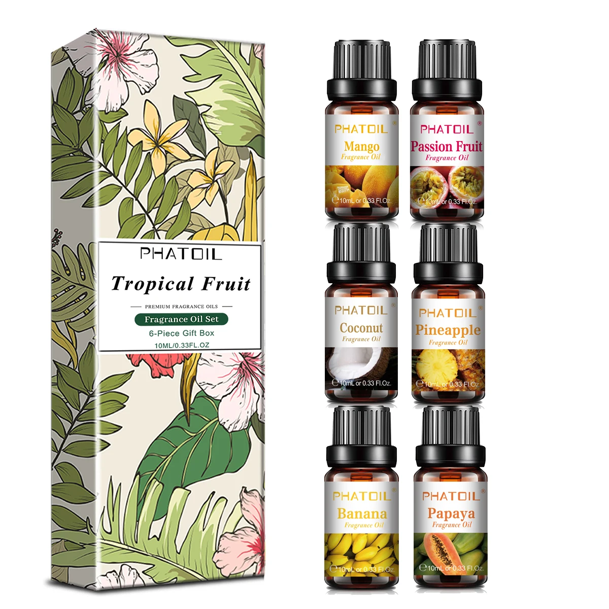 مجموعة زيت عطر PHATOIL مكونة من 6 قطع للعلاج بالروائح العطرية 10 مل مانجو فراولة كرز جوز الهند عنب ليمون تفاح تين زيوت عطرية #2