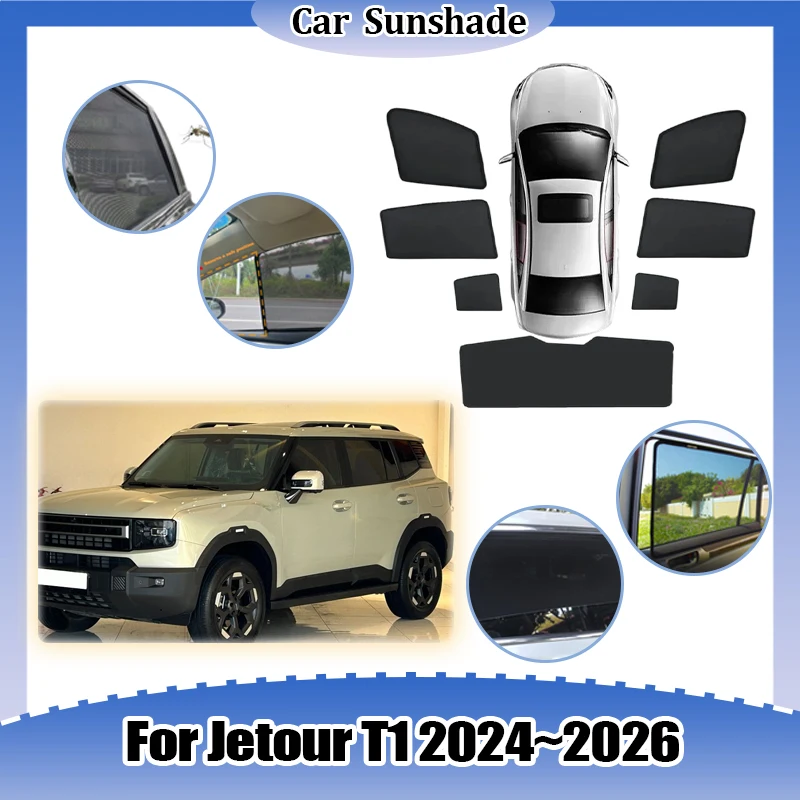 

Для Jetour T1 2024 2025 2026: Солнцезащитный козырек на лобовое стекло, дышащая боковая сетка-сетка для автомобиля, защита от комаров, автомобильные аксессуары