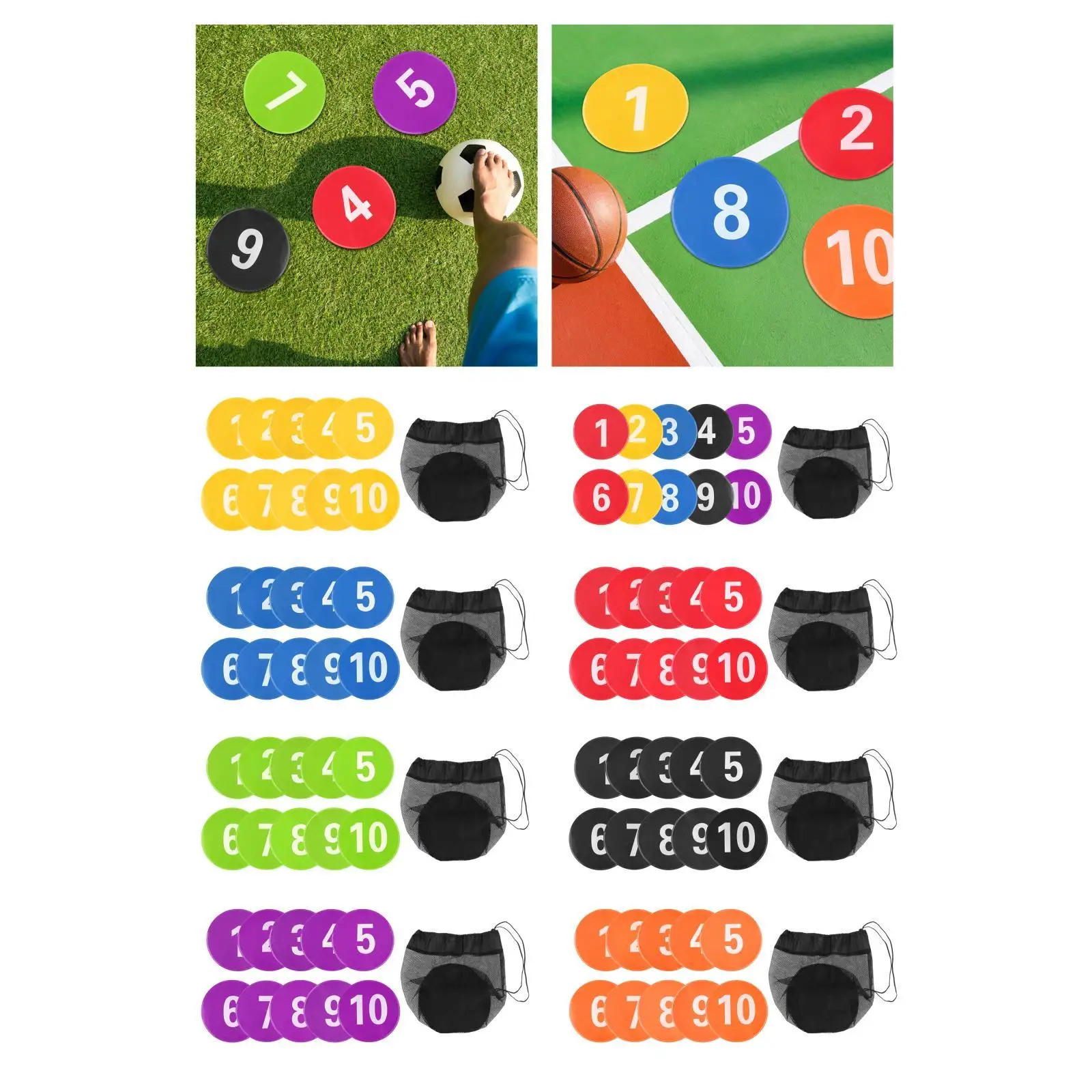 

10x Numbered Floor Spot Markers Landmark Mats Easy Use for Activities Outdoor Accessories