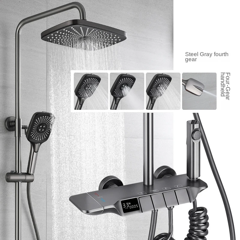 Luxury Shower Faucet Multifunctiona Bathroom Temperature Shower Set Bathtub Wall-mounted Mixer Showers System with Bidet Faucets