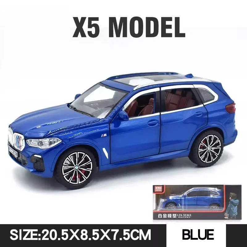 1:24 BMW X5 SUV Alloy Car Diecasts & Toy Vehicles Car Model Sound and light Pull back Car Toys For Kids Gifts