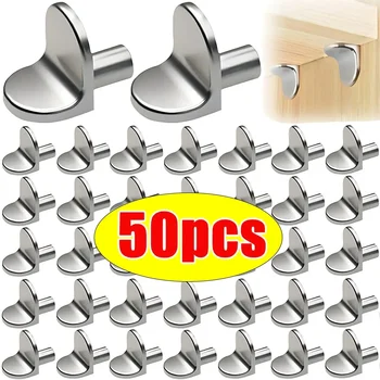 50/10 pçs suporte de prateleira estacas em forma de l prateleira de guarda-roupa suportes fixos estante de madeira camada de vidro placa suporte de móveis