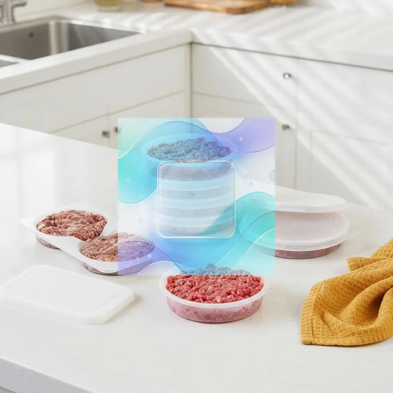 10Pcs Circular Silicone Lunch Box Beef Patty Fresh‑Keeping Bento For Salad Snack