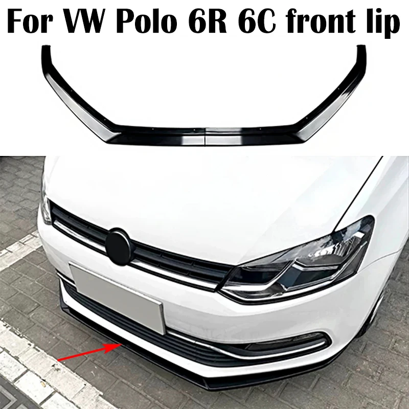 For Volkswagen VW Polo 6R 6C 2009-2017 Car Front Bumper Lip Splitter Diffuser Body Kits Spoiler Bumper Exterior parts Accessorie